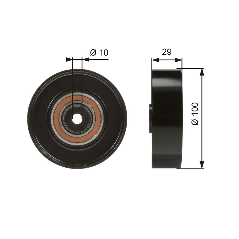 GATES T36008 Deflection/Guide Pulley, V-ribbed belt