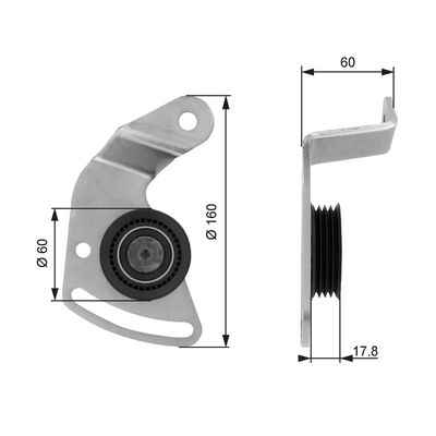 Tensioner Pulley, V-ribbed belt GATES T36018
