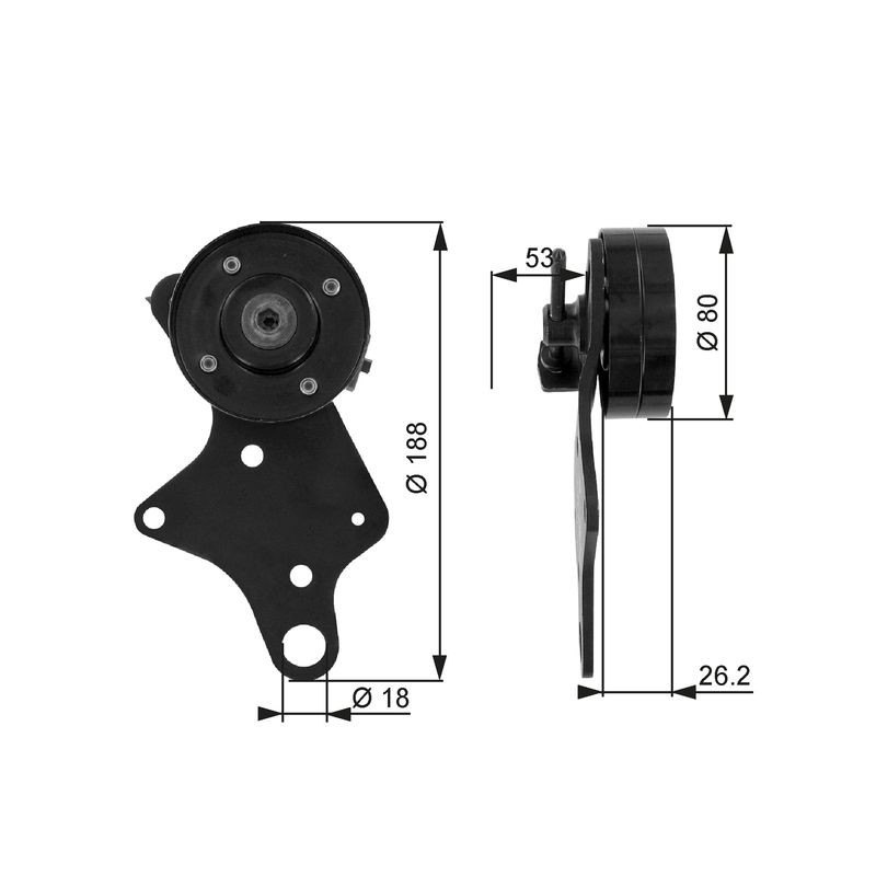 GATES T36024 Tensioner Pulley, V-ribbed belt