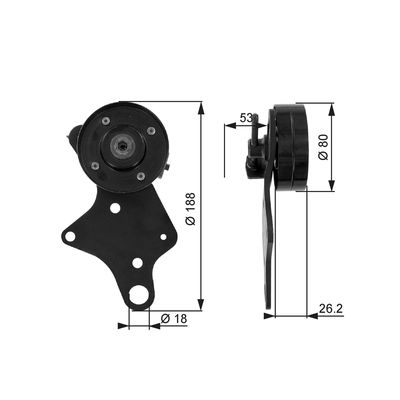 Tensioner Pulley, V-ribbed belt GATES T36024
