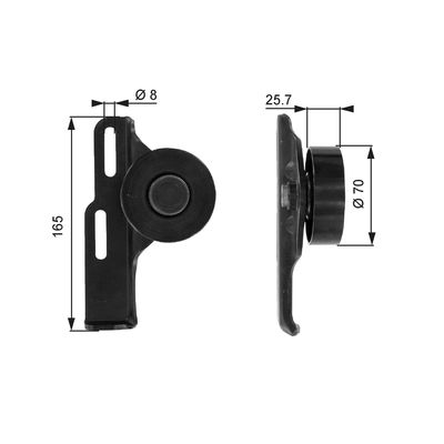 Tensioner Pulley, V-ribbed belt GATES T36035