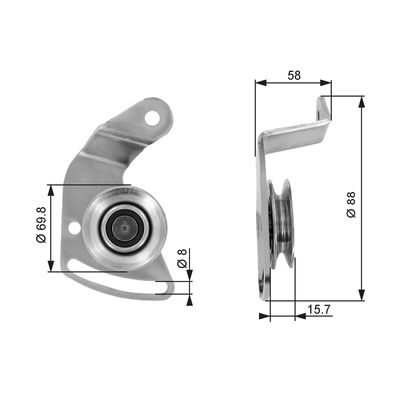 Tensioner Pulley, V-belt GATES T36043