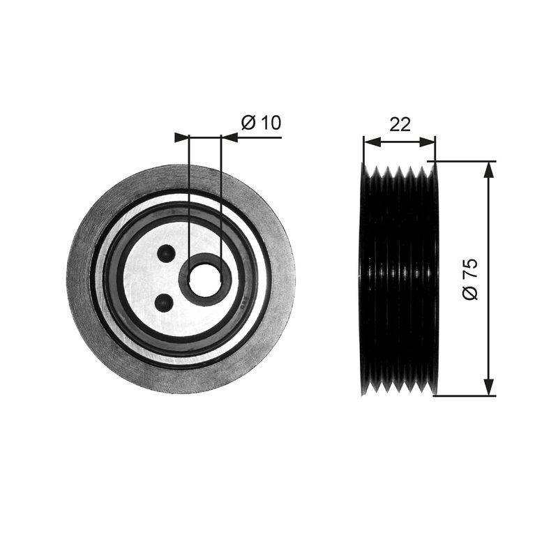GATES T36050 Tensioner Pulley, V-ribbed belt