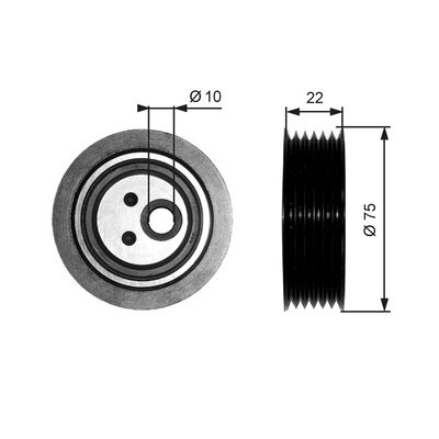 Tensioner Pulley, V-ribbed belt GATES T36050