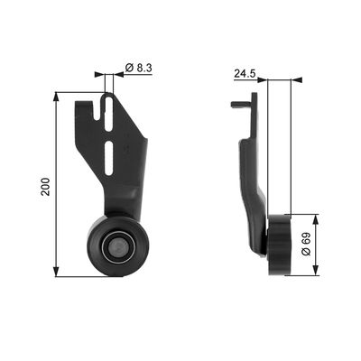 Tensioner Pulley, V-ribbed belt GATES T36063