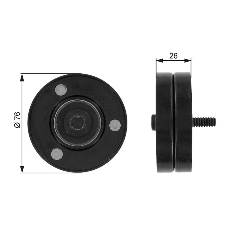 GATES T36088 Deflection/Guide Pulley, V-ribbed belt