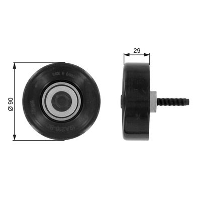 Deflection/Guide Pulley, V-ribbed belt GATES T36089