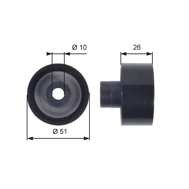 GATES T36090 Deflection/Guide Pulley, V-ribbed belt