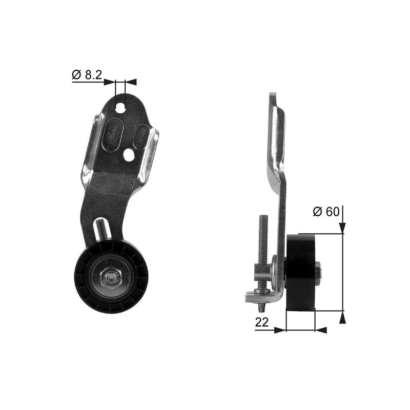 GATES T36108 Tensioner Pulley, V-ribbed belt
