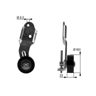 Tensioner Pulley, V-ribbed belt GATES T36108