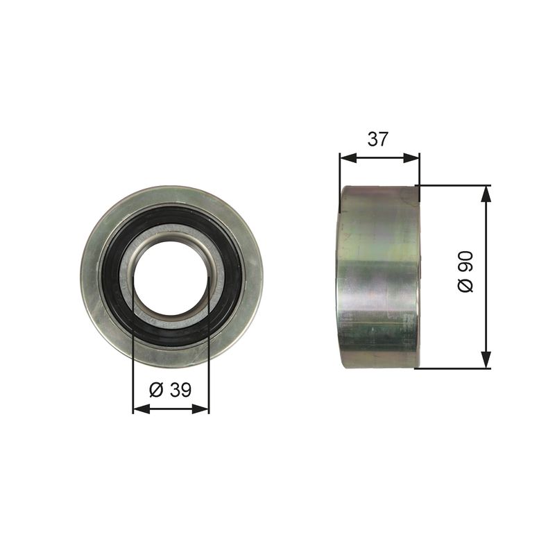 GATES T36139 Deflection/Guide Pulley, V-ribbed belt