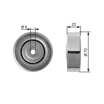 Tensioner Pulley, V-ribbed belt GATES T36161