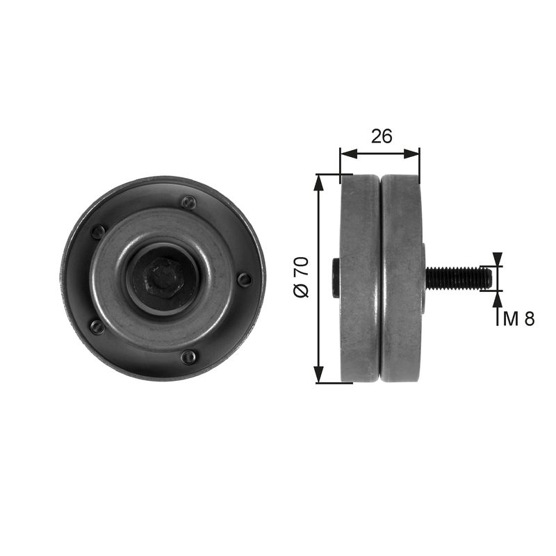 GATES T36168 Deflection/Guide Pulley, V-ribbed belt