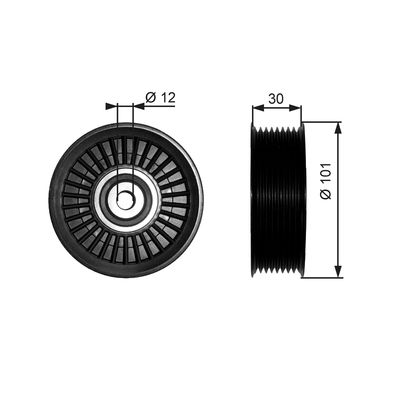 Deflection/Guide Pulley, V-ribbed belt GATES T36170