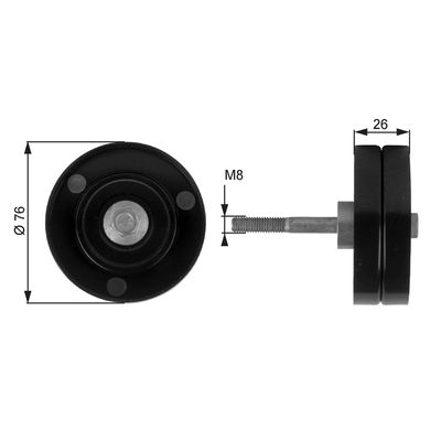 Deflection/Guide Pulley, V-ribbed belt GATES T36184