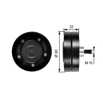 Deflection/Guide Pulley, V-ribbed belt GATES T36187