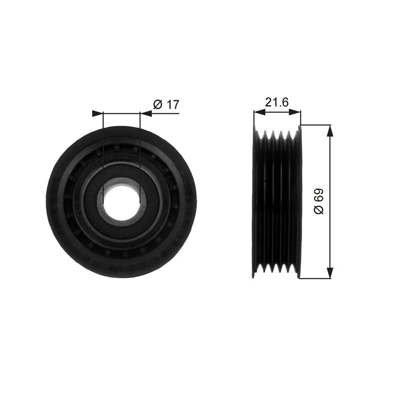 GATES T36189 Deflection/Guide Pulley, V-ribbed belt