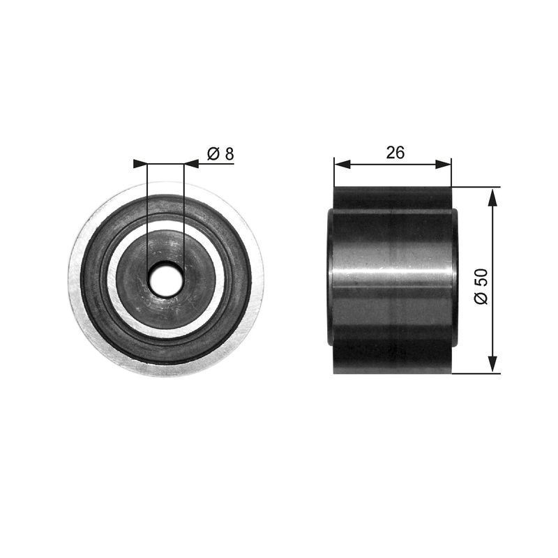 GATES T36191 Deflection/Guide Pulley, V-ribbed belt