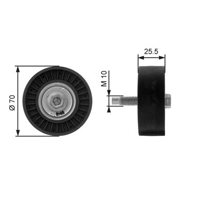 Deflection/Guide Pulley, V-ribbed belt GATES T36199