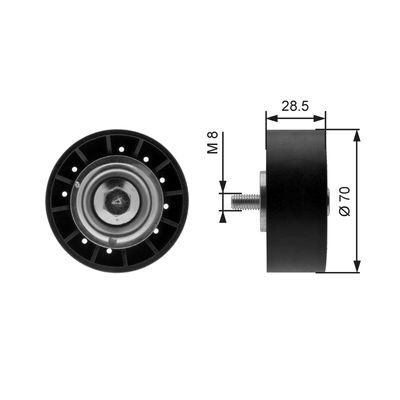 Deflection/Guide Pulley, V-ribbed belt GATES T36211