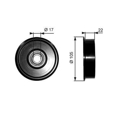 Tensioner Pulley, V-ribbed belt GATES T36228