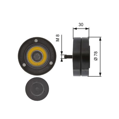 Deflection/Guide Pulley, V-ribbed belt GATES T36236