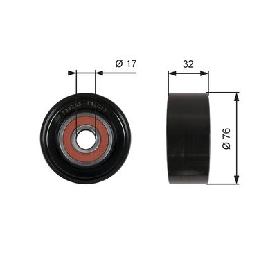 Deflection/Guide Pulley, V-ribbed belt GATES T36253