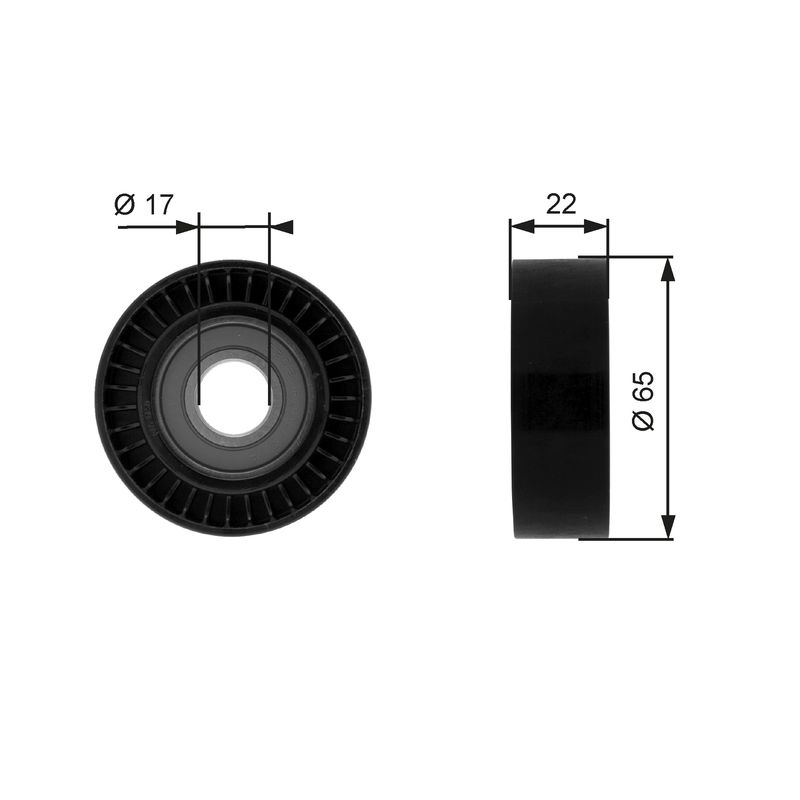 GATES T36257 Deflection/Guide Pulley, V-ribbed belt