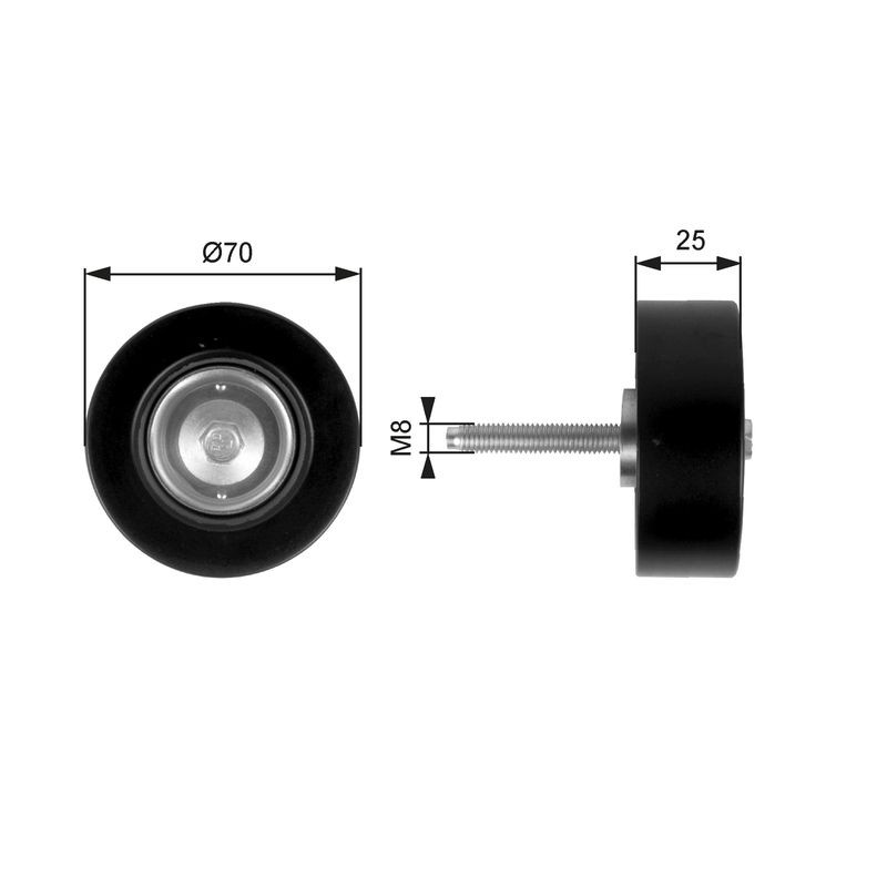 GATES T36263 Deflection/Guide Pulley, V-ribbed belt