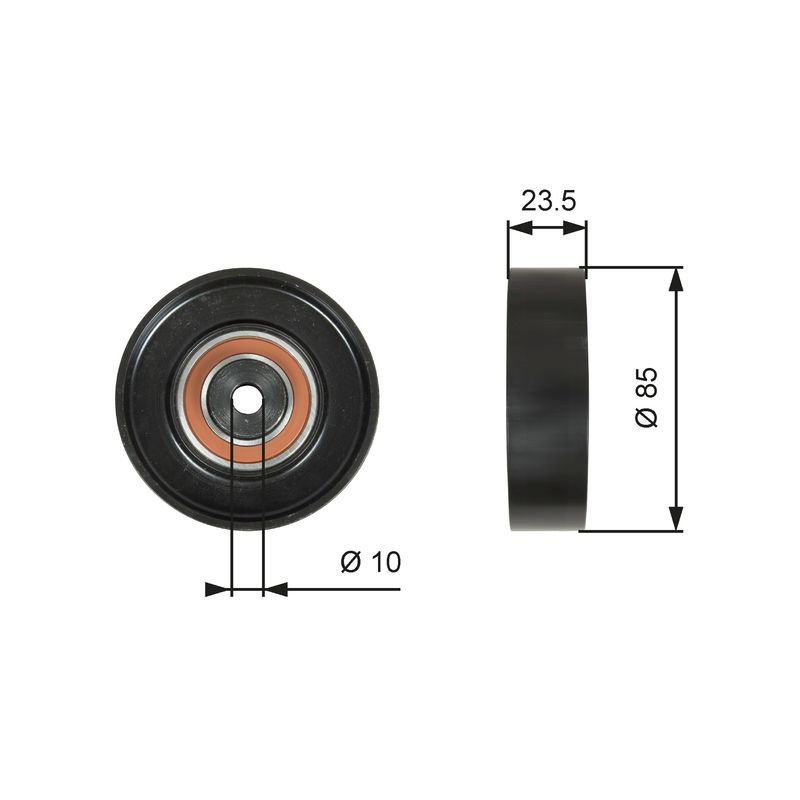 GATES T36274 Deflection/Guide Pulley, V-ribbed belt