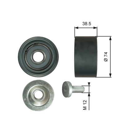 Deflection/Guide Pulley, V-ribbed belt GATES T36285