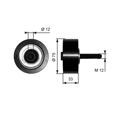 Deflection/Guide Pulley, V-ribbed belt GATES T36291
