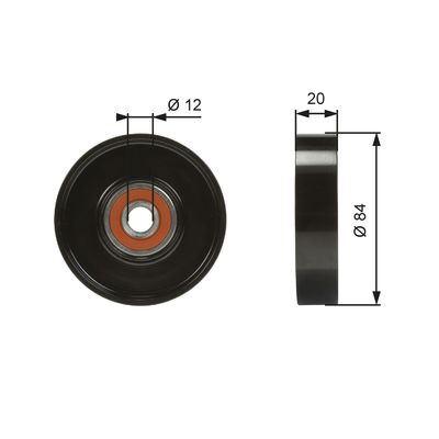 Tensioner Pulley, V-ribbed belt GATES T36321