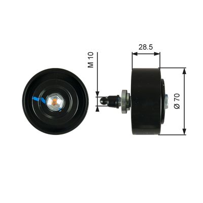 Deflection/Guide Pulley, V-ribbed belt GATES T36335