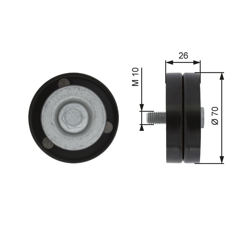 GATES T36363 Deflection/Guide Pulley, V-ribbed belt