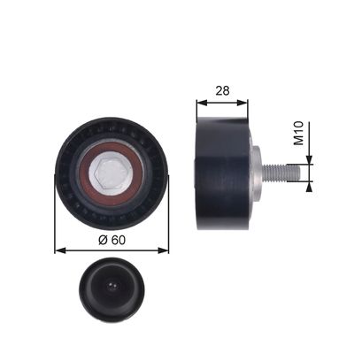 Deflection/Guide Pulley, V-ribbed belt GATES T36384