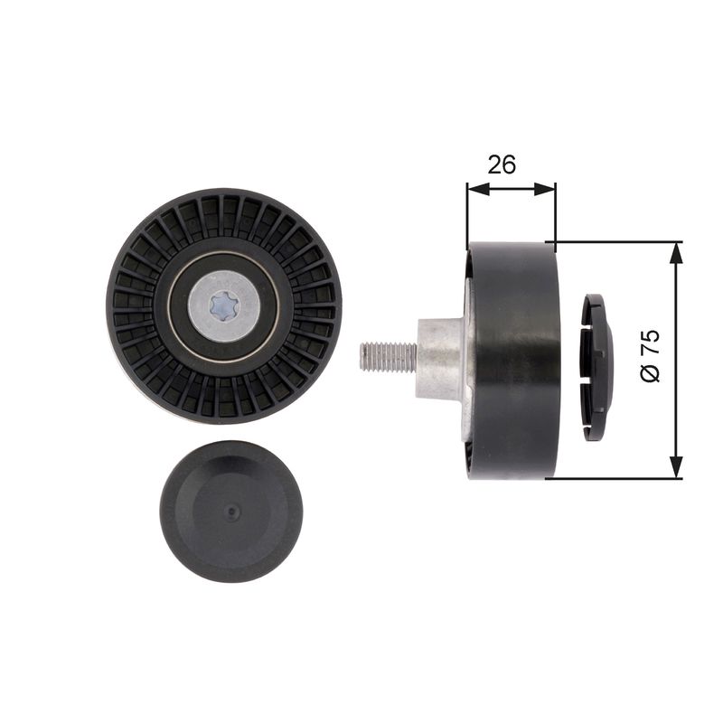 GATES T36385 Deflection/Guide Pulley, V-ribbed belt