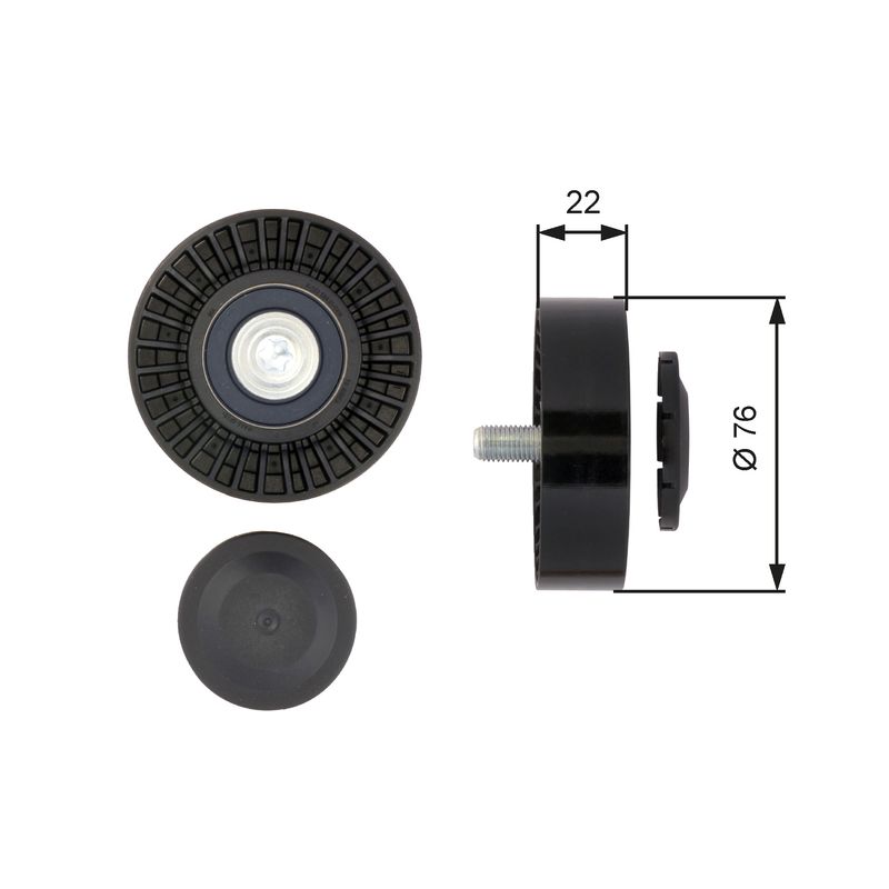 GATES T36389 Deflection/Guide Pulley, V-ribbed belt