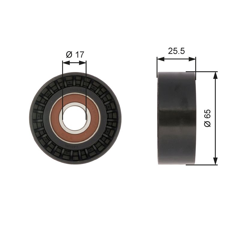 GATES T36394 Deflection/Guide Pulley, V-ribbed belt