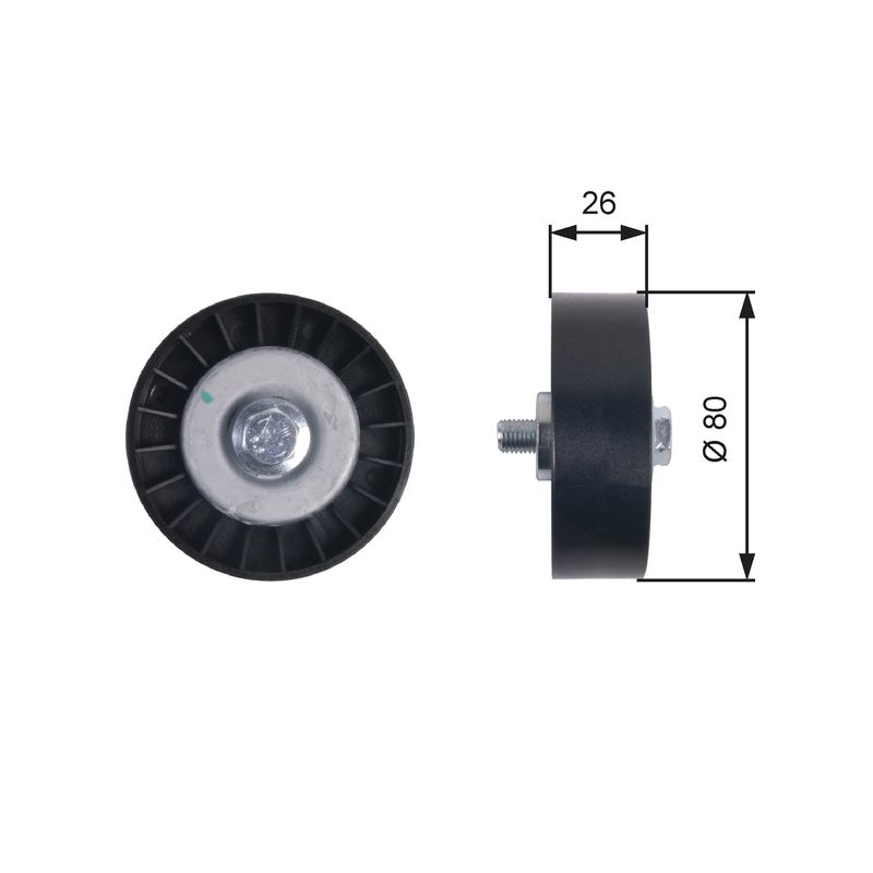 GATES T36404 Deflection/Guide Pulley, V-ribbed belt