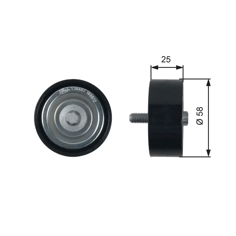 GATES T36407 Deflection/Guide Pulley, V-ribbed belt