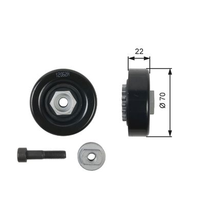 Tensioner Pulley, V-ribbed belt GATES T36408