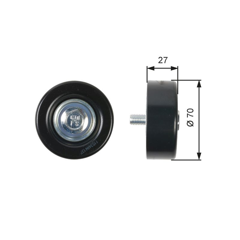 GATES T36409 Deflection/Guide Pulley, V-ribbed belt