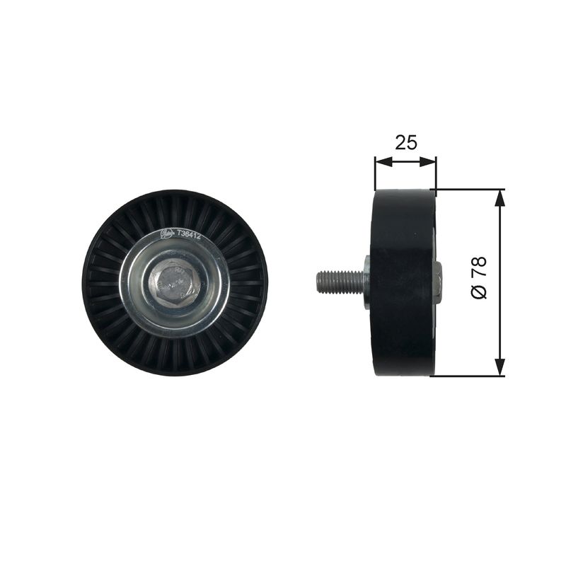 GATES T36412 Deflection/Guide Pulley, V-ribbed belt
