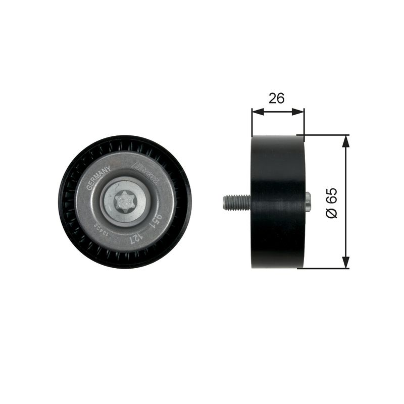 GATES T36437 Deflection/Guide Pulley, V-ribbed belt