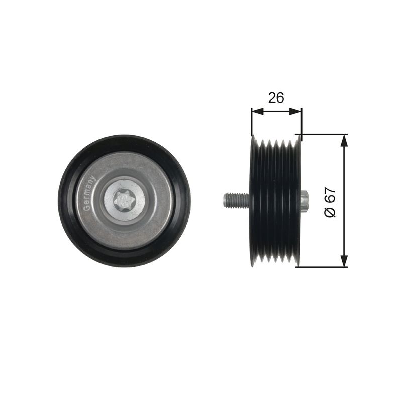 GATES T36438 Deflection/Guide Pulley, V-ribbed belt