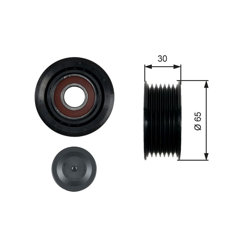 GATES T36439 Deflection/Guide Pulley, V-ribbed belt