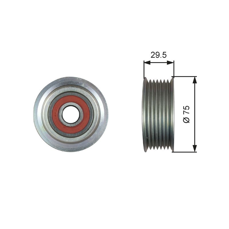 GATES T36447 Deflection/Guide Pulley, V-ribbed belt