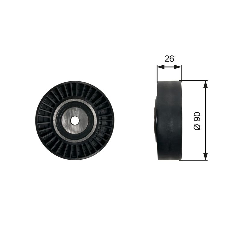 GATES T36461 Deflection/Guide Pulley, V-ribbed belt