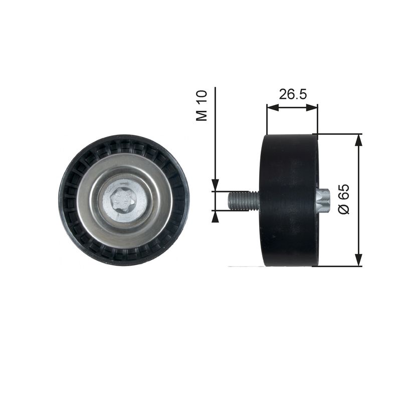 GATES T36464 Deflection/Guide Pulley, V-ribbed belt